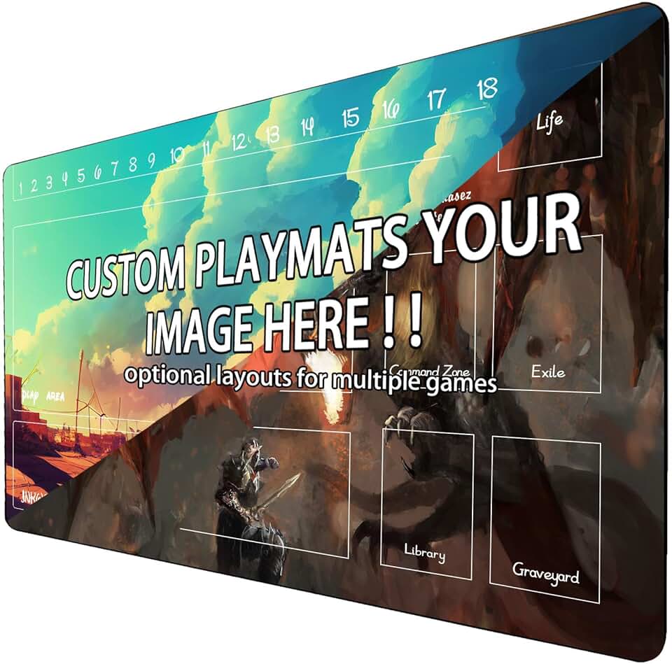 Custom Playmat for TCG Card Playing Game with Mat Bag Personalize Your Gaming Experience Different Playzones Design Options Non-Slip Surface for Pokemon MTG Yu-Gi-Oh Lorcana Card Game