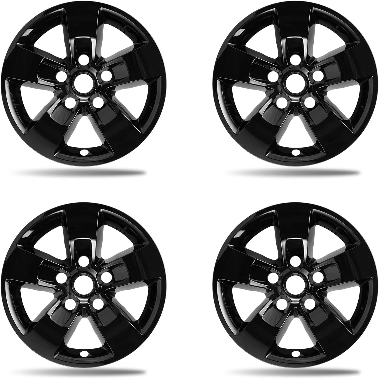 17 Inch Wheel Skins for 2013-2018 Dodge Ram 1500 & 2019-2024 Ram 1500 Classic, Fits OEM Alloy Wheel #1UB12GSAAB, Gloss Black Snap-On Wheel Covers 4-Pack