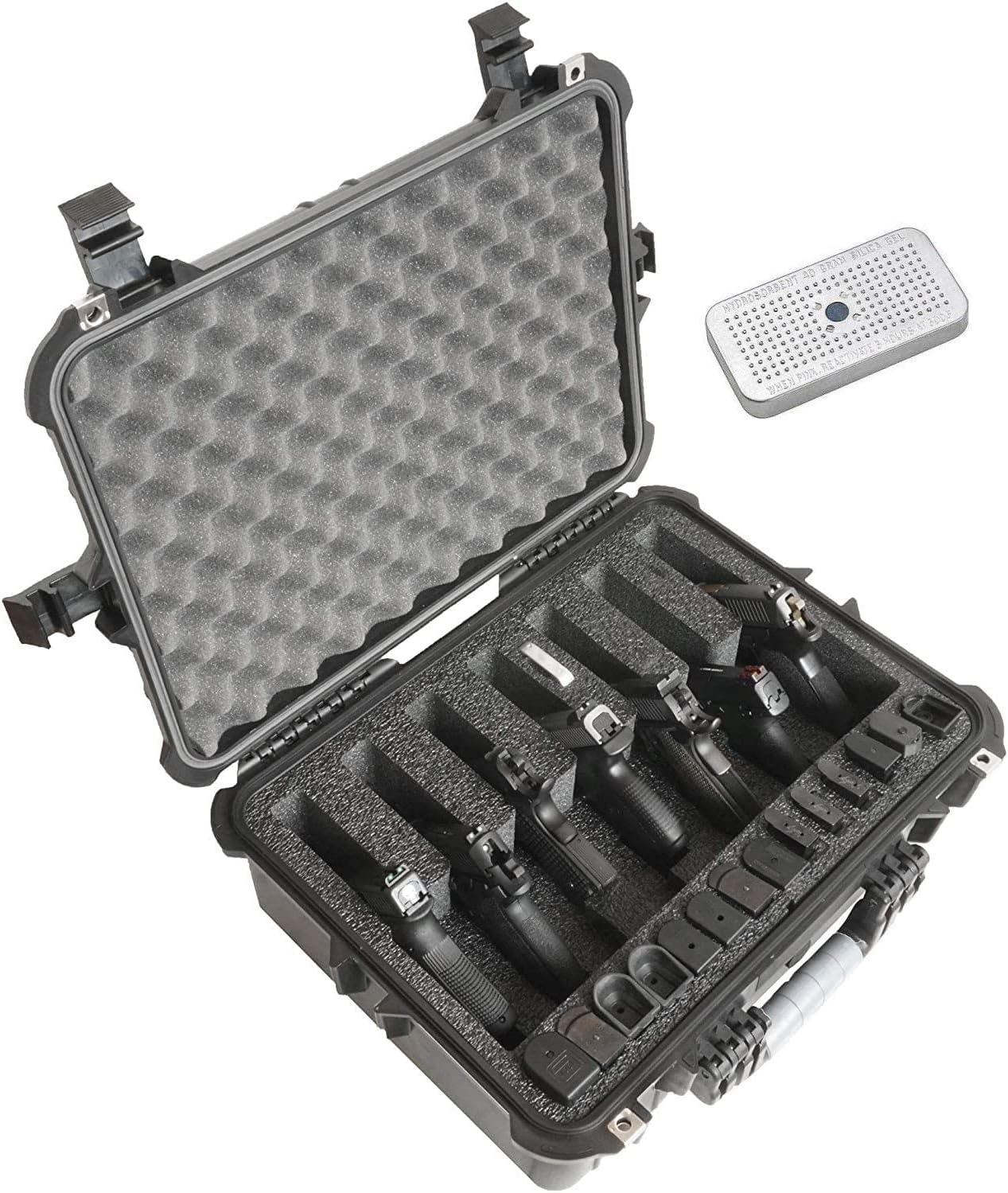 Case Club 7 Pistol and 14 Magazine Pre-Cut Heavy Duty Waterproof Case with Included Silica Gel Canister to Help Prevent Gun Rust (Upgraded Gen-2)