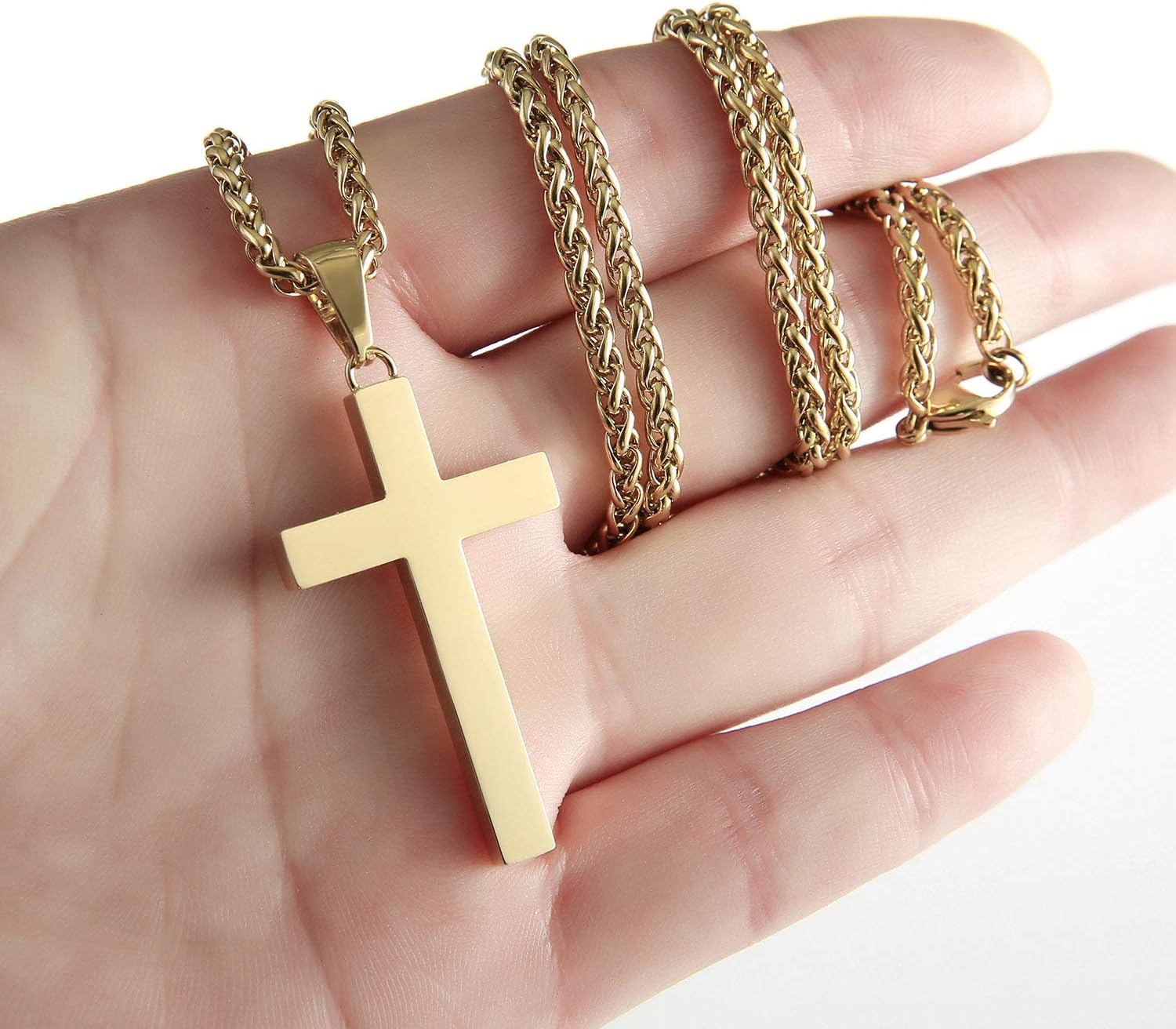 P. BLAKE Stainless Steel Cross Pendant Necklace for Men Boys, Christian Cross Pendant with 16-24 Inches Chain Cross Necklace Jewelry Gifts - Image 4