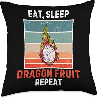 Retro Eat, Sleep Dragon Fruit Repeat Vintage Dragon Fruit Throw Pillow