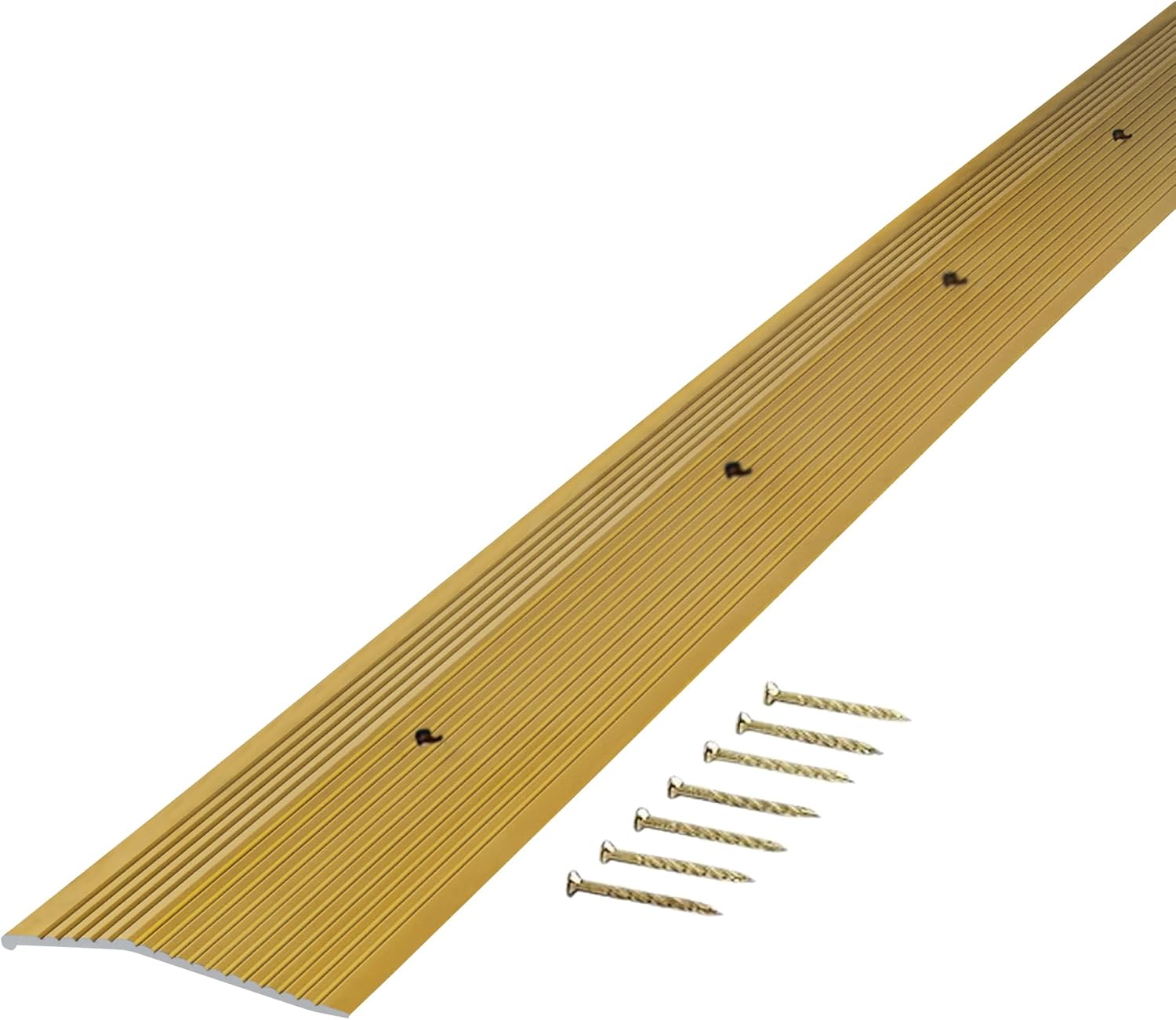 M-D Building Products 72066 2 in. x 36 in. Satin Brass Aluminum Smooth Carpet Trim w/Screw Nails tile