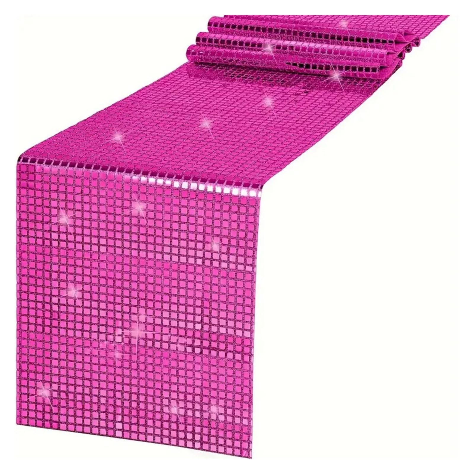 Disco Table Runner Glitter Disco Party Table Runner Mirror Retro Theme Ball Decor Birthday Bachelorette Dance Supplies(Rose Red,30x120cm)