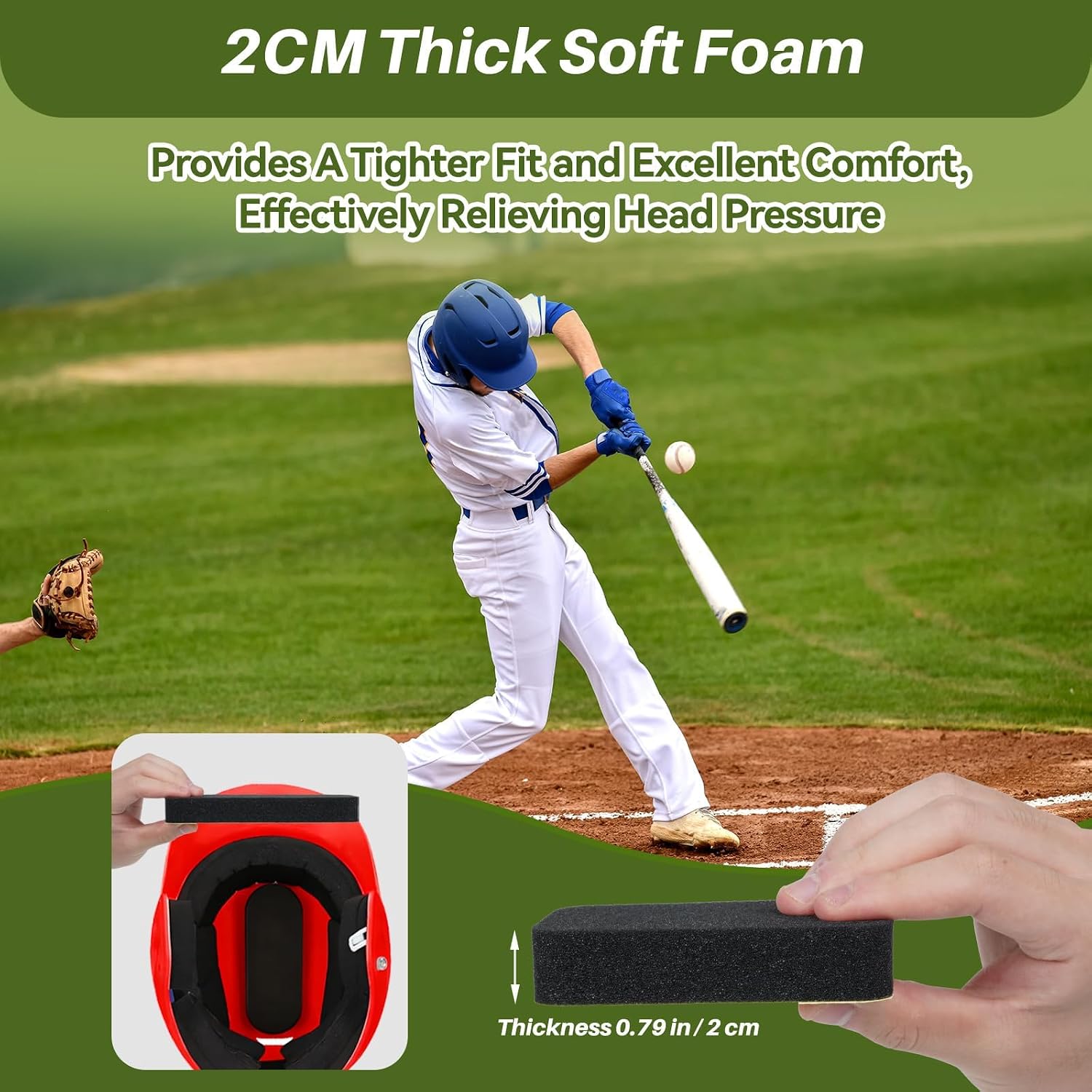 Helmet Padding Set Replacement Pads Compatible with Easton Batting and Catchers Helmets, 0.79" Thickened Pads for Baseball and Softball Players Safe Training