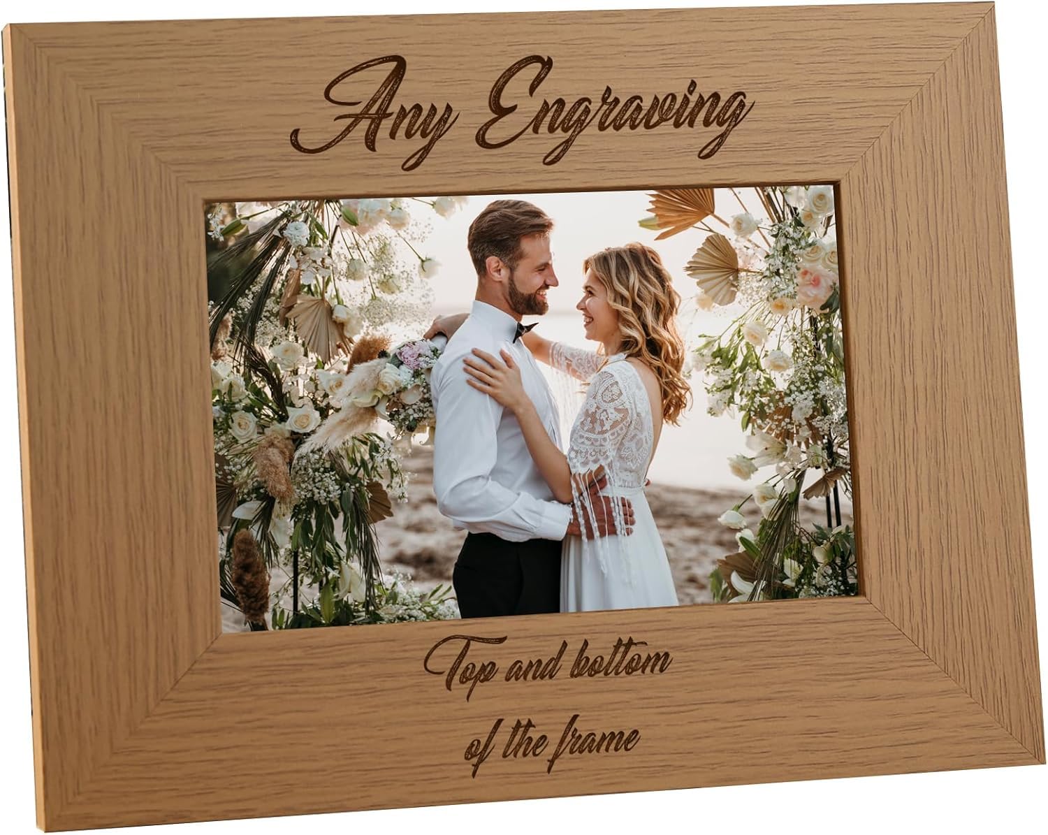 Personalised Wooden Photo Frames Custom Engraved Any Message Multiple Sizes (4 x 6 Inch Frame)