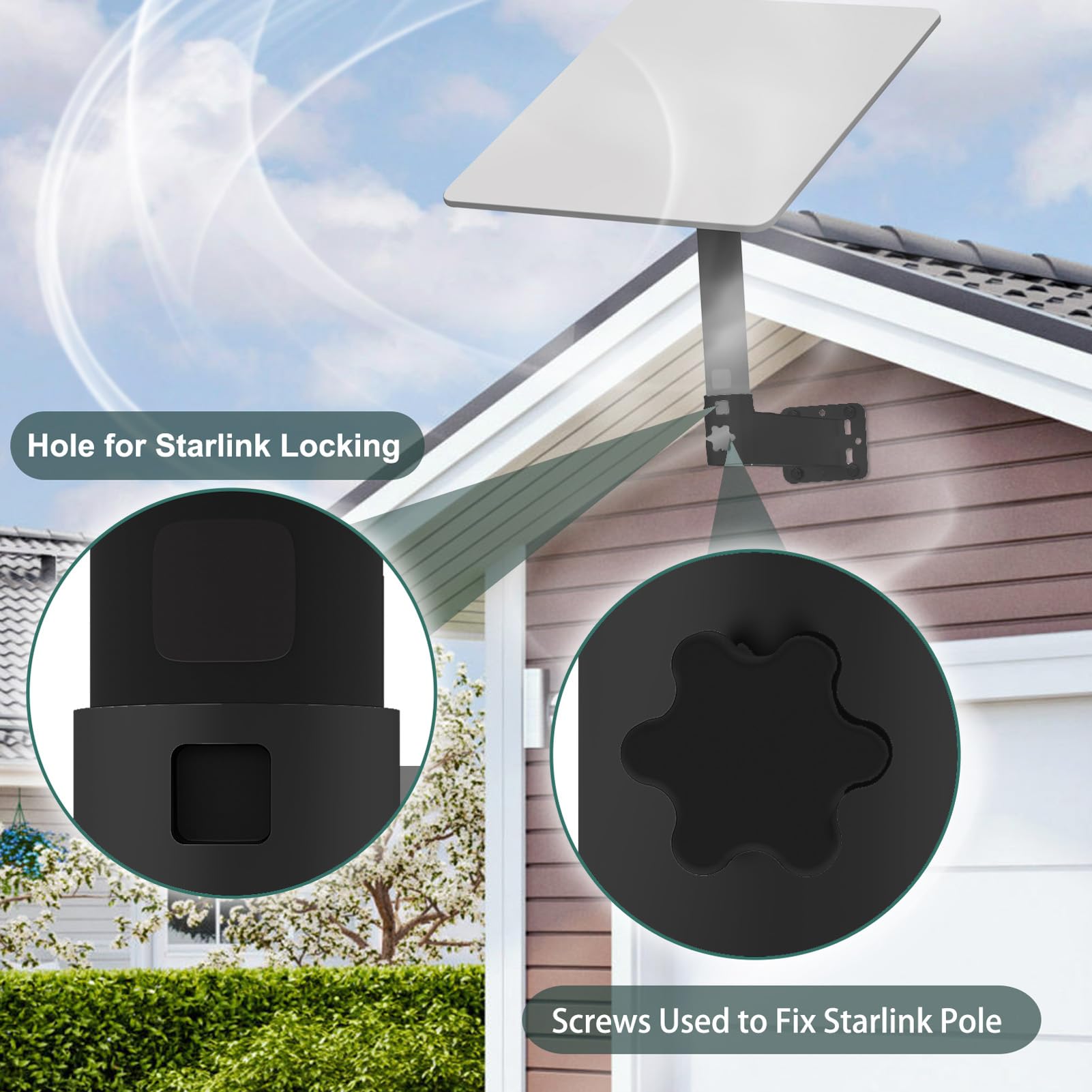 Support Mural Satellite, Fixation Antenne Satellite en Alliage d'Aluminium Robuste, Kit Montage Antenne pour V2 Internet, Poteau Stable pour Extérieur