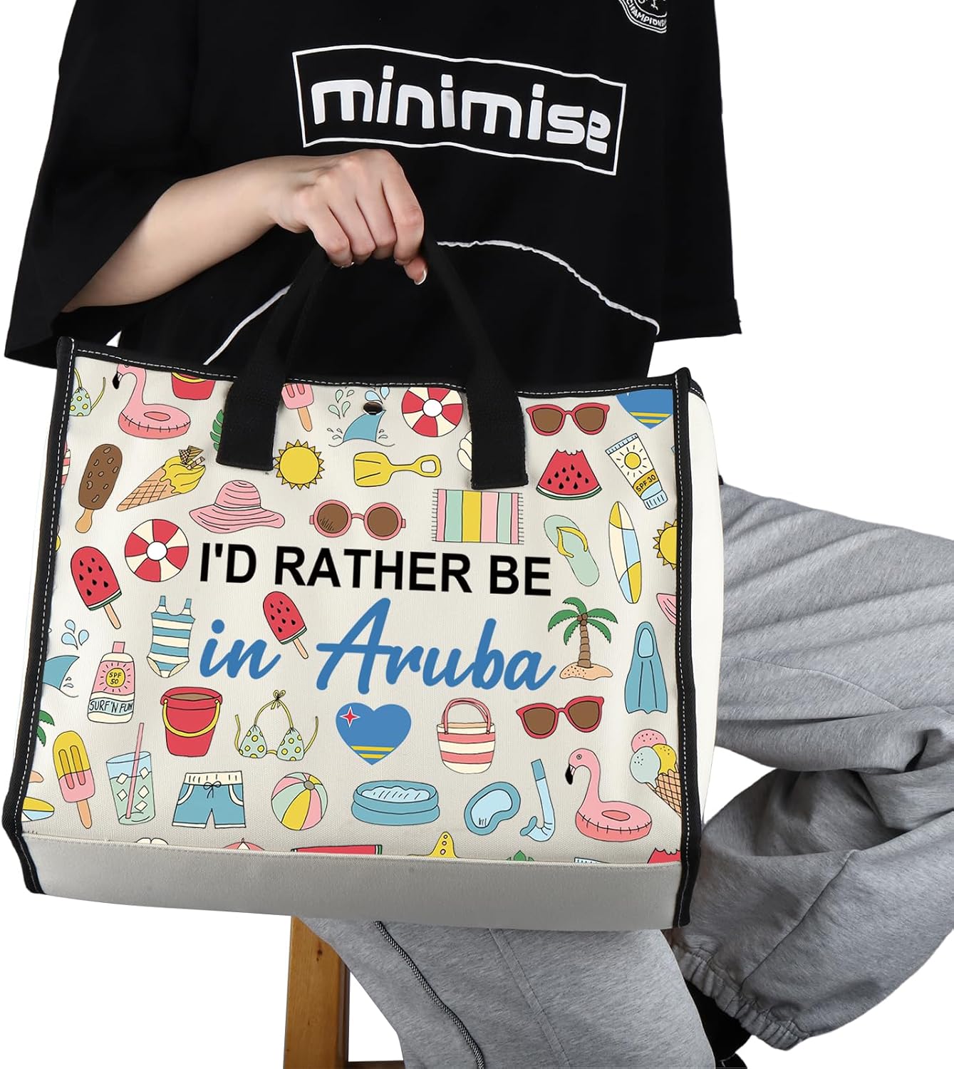 G2TUP Aruba Lover Gift I'd Rather Be in Aruba Makeup Bag Aruba Trip Cosmetic Bag Aruba Souvenirs Gift Aruba Travel Gift (Be in Aruba TT)