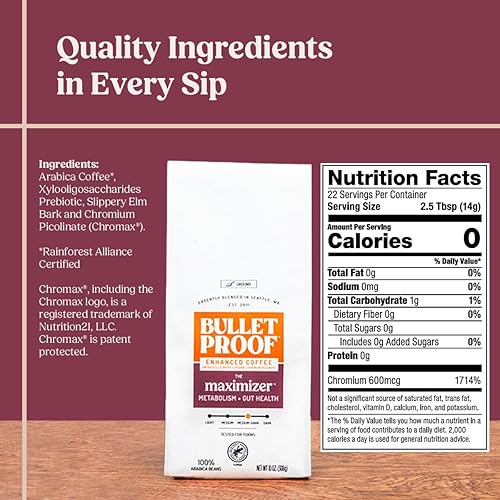 Miniatura 2 de Bulletproof The Maximizer - Café molido de 10 onzas, café limpio con metabolismo y apoyo para la salud intestinal