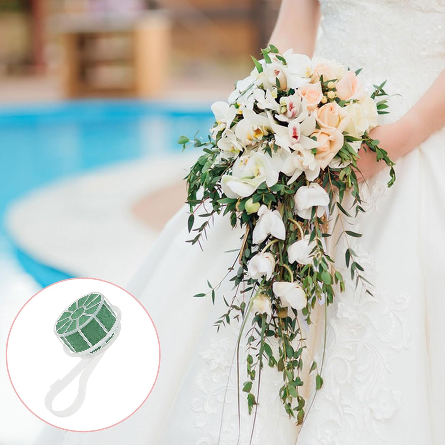 CHGCRAFT 2 Pcs Foam Floral Handle Holder Wedding Bouquet Holder Foam Bouquet Holders for Wedding Party Fresh Artificial Flower Arrangements