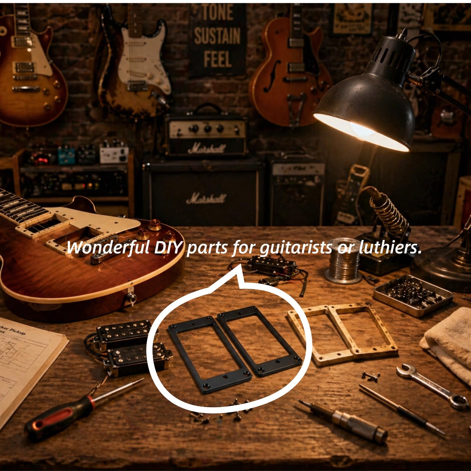 Metalowy płaski Hunmbucker gitara elektryczna rama przetwornika pierścień montażowy 2 szt. (czarny)