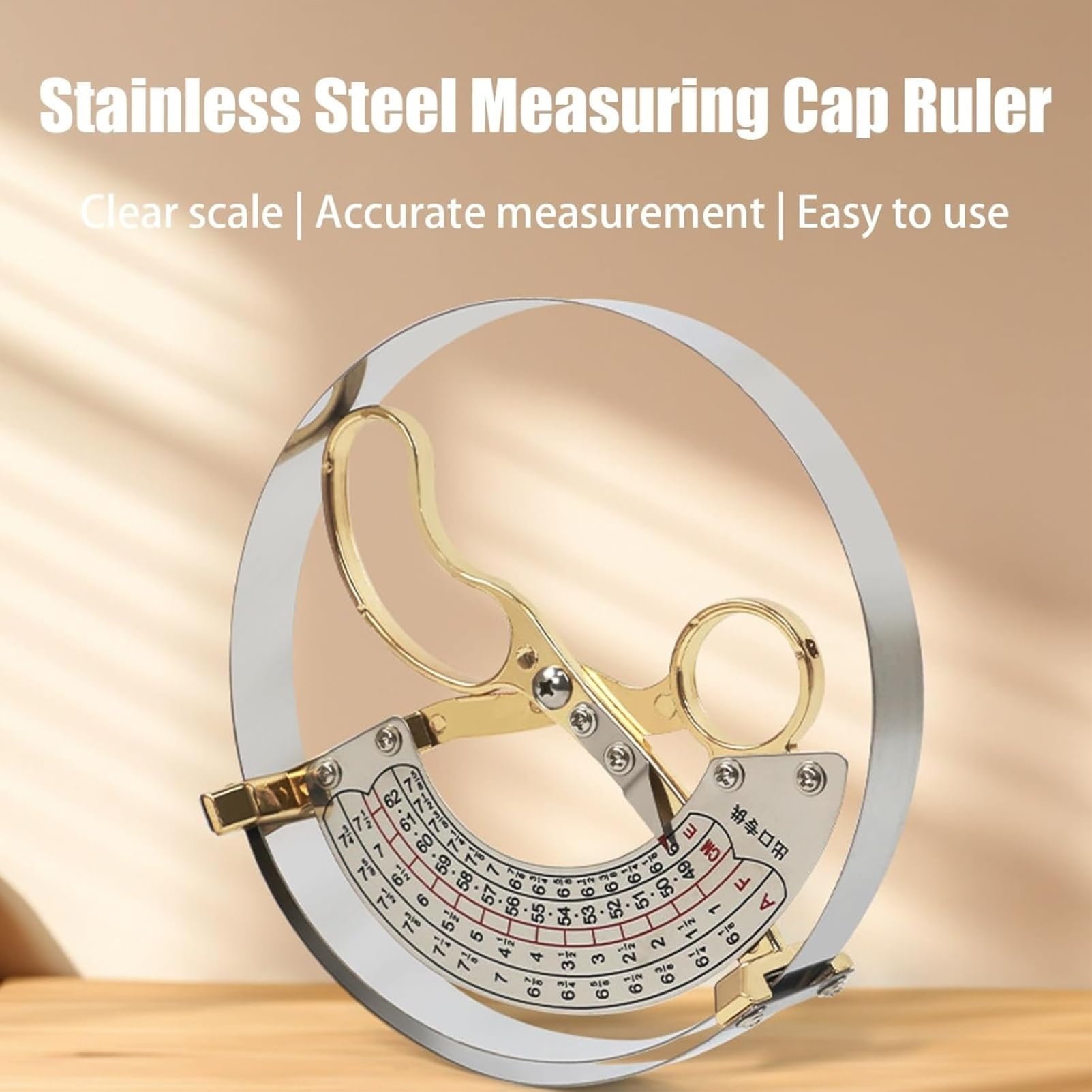 Righello per cappelli, strumento di misurazione in acciaio inossidabile con scala trasparente in pollici e centimetri, misurazione precisa per varie dimensioni del cappuccio, facile da usare