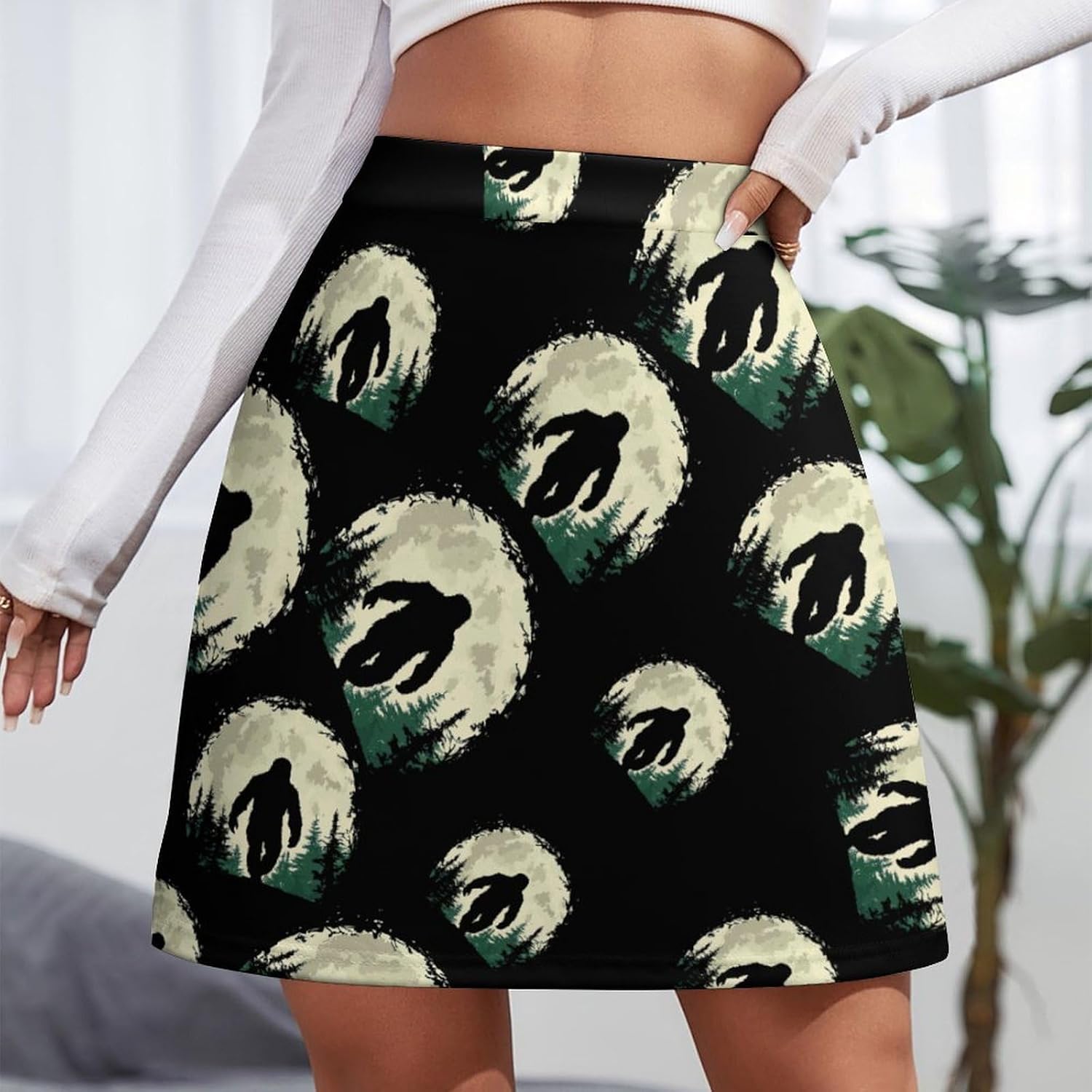 Big Foot Forest Moon Skorts for Women Mini A-line Skirt Casual Tennis Golf Short Skirts