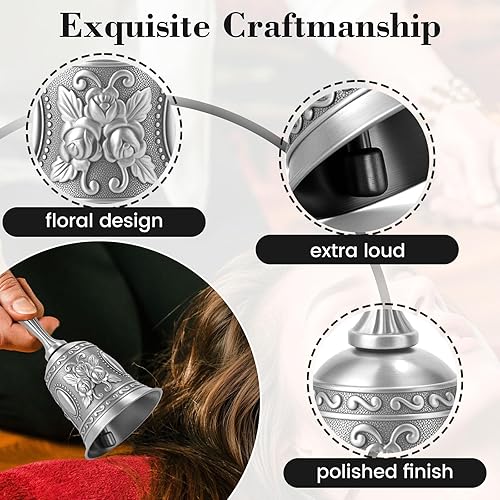 Miniatura 4 de DomeStar Campana de mano plateada Campana de llamada Campanas de boda de latón