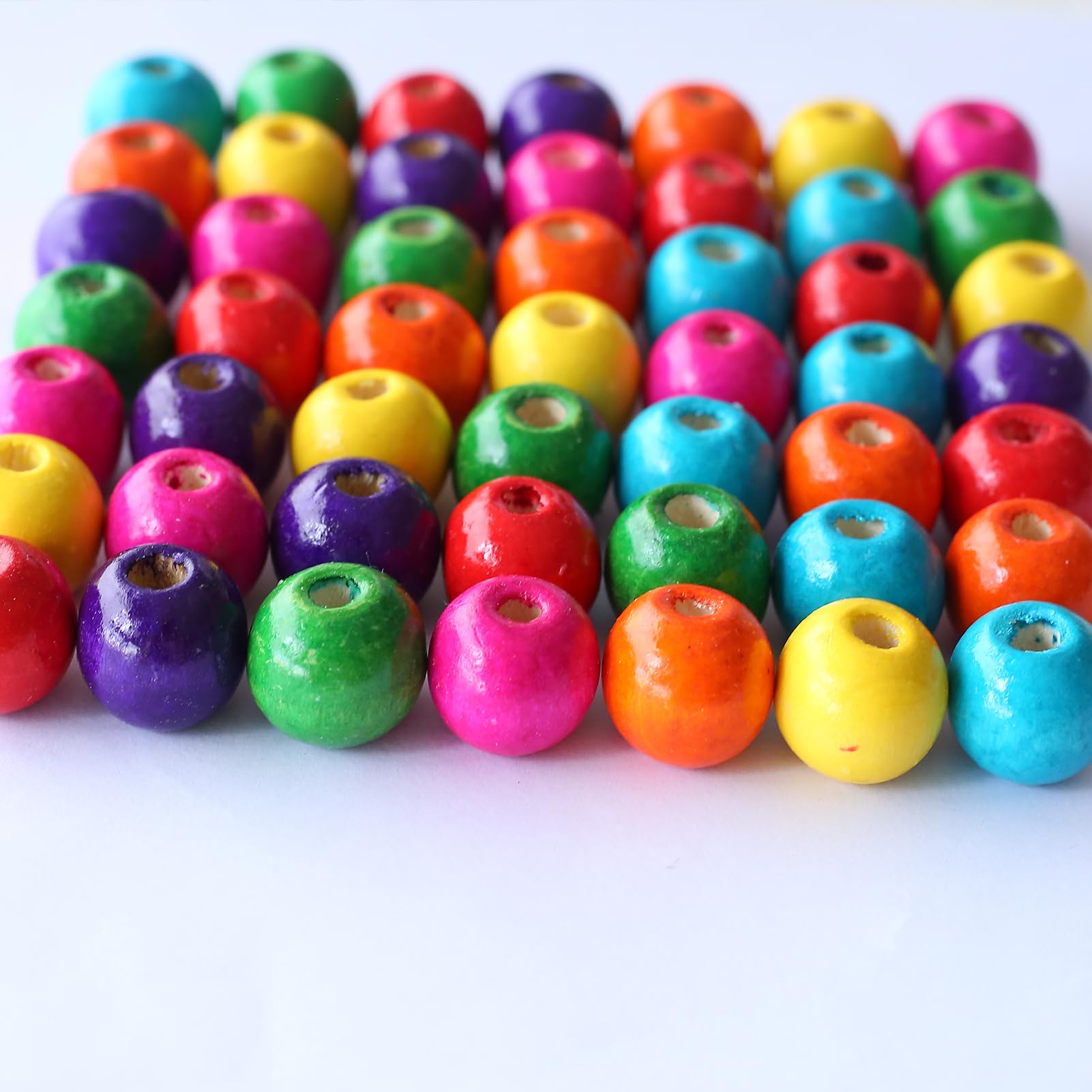 Lot Perles Bois HERZWILD Lot De 150 Perles En Bois Multicolores U00e0 Enfiler - 18 Mm Perle Bois