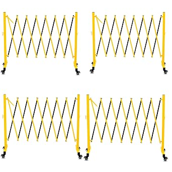 Industrial Expandable Metal Barricade, 11 Feet, Industrial Safety Barriers, Portable Folding Security Gate, Adjustable Traffic Fence for Driveway Warehouse Elevator 4pc