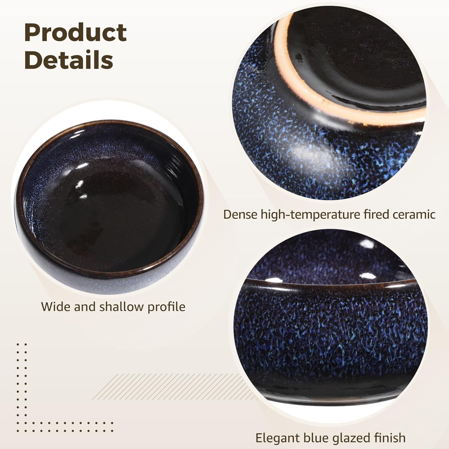 Ceramic Lotus Bowl Planter, Shallow Glazed Bonsai Pot for Water Plants, Blue Wide Dish Vase for Lotus Seeds Water Lily, Succulents and Hydroponic Arrangements, Tabletop Decor