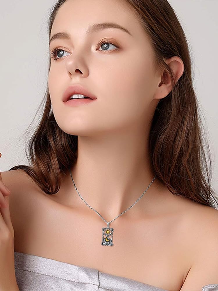 太陽と月 Amazon | KZX 太陽と月 漏斗ネックレス 925スターリングシルバー