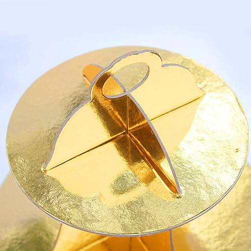 Miniatura 6 de Soporte para cupcakes, paquete de 2 platos redondos de cartón de 3 niveles para postres, pasteles de frutas, soporte para base de cupcakes, bandeja