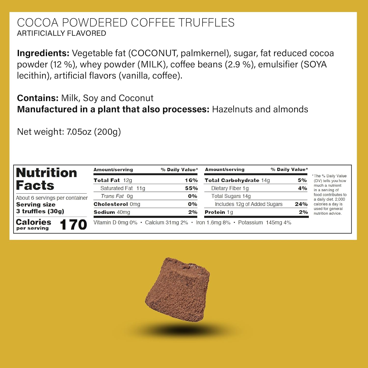 Dream of Truffles - Coffee Truffles | Bold Coffee Flavor | Smooth & Creamy | Dark Cocoa Dusted Candy Truffles in a Premium Gift Box | Made in Sweden | 200g