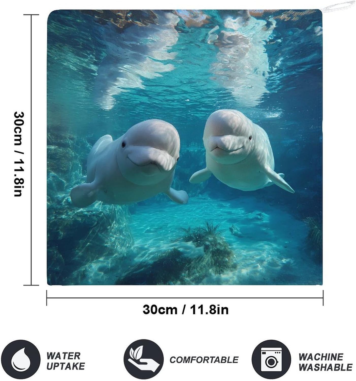 Beluga Whale Hand Towels for Bathroom Handkerchief | Absorbent,with Hanging Loop,Kitchen Towels,for Home Hotel,Soft