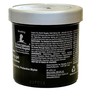 AmPro Pro Styl Styling Gel - Protects and Strengthens Your Strands - Non-Flaking, Alcohol Free, Vegan Formula - Flexible, Touchable Hold for All Hair Textures - Regular - 6 oz (Pack of 2)