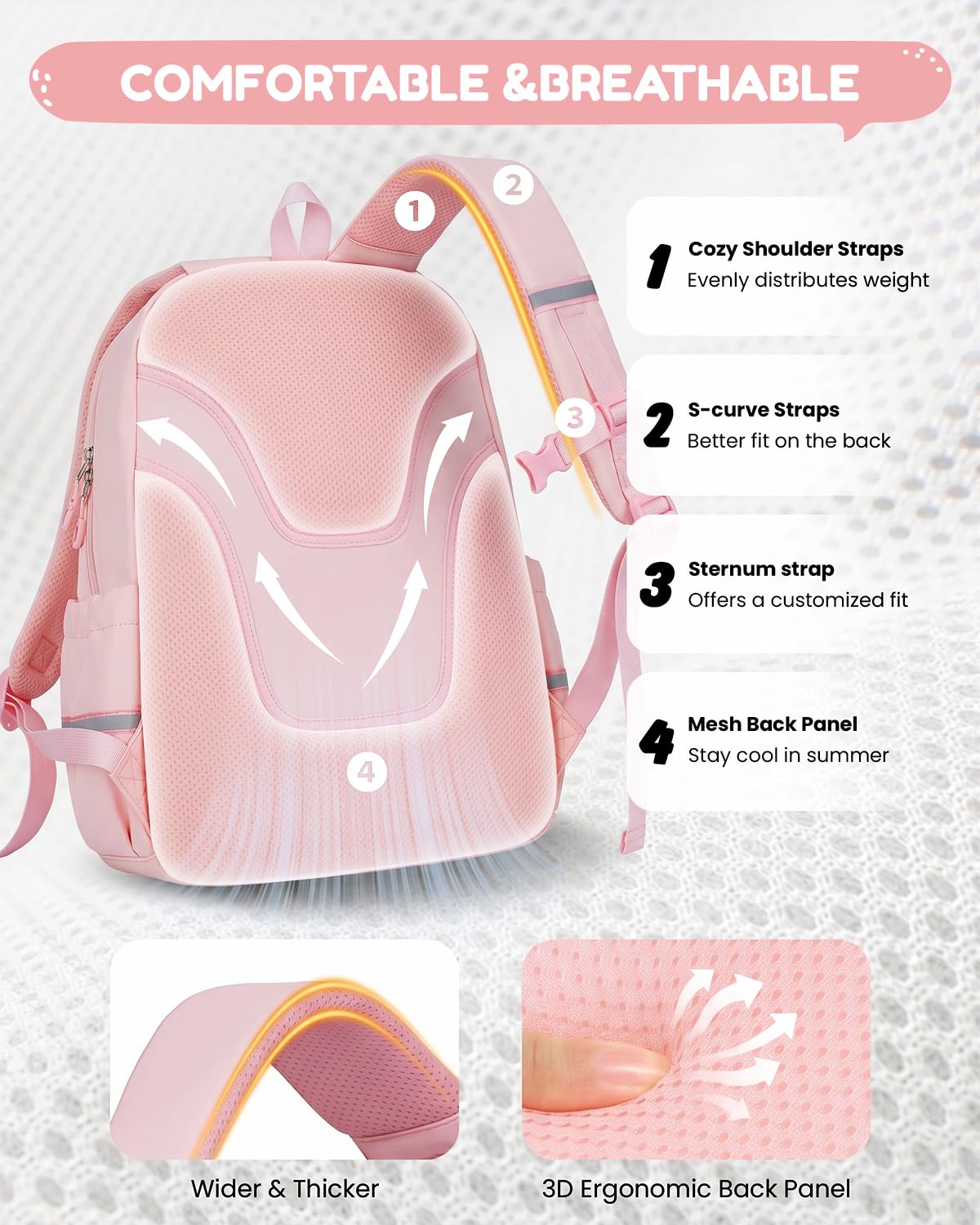 Tanou Mochila Escolar Niña Ergonómica Impermeable 7 a 12 años