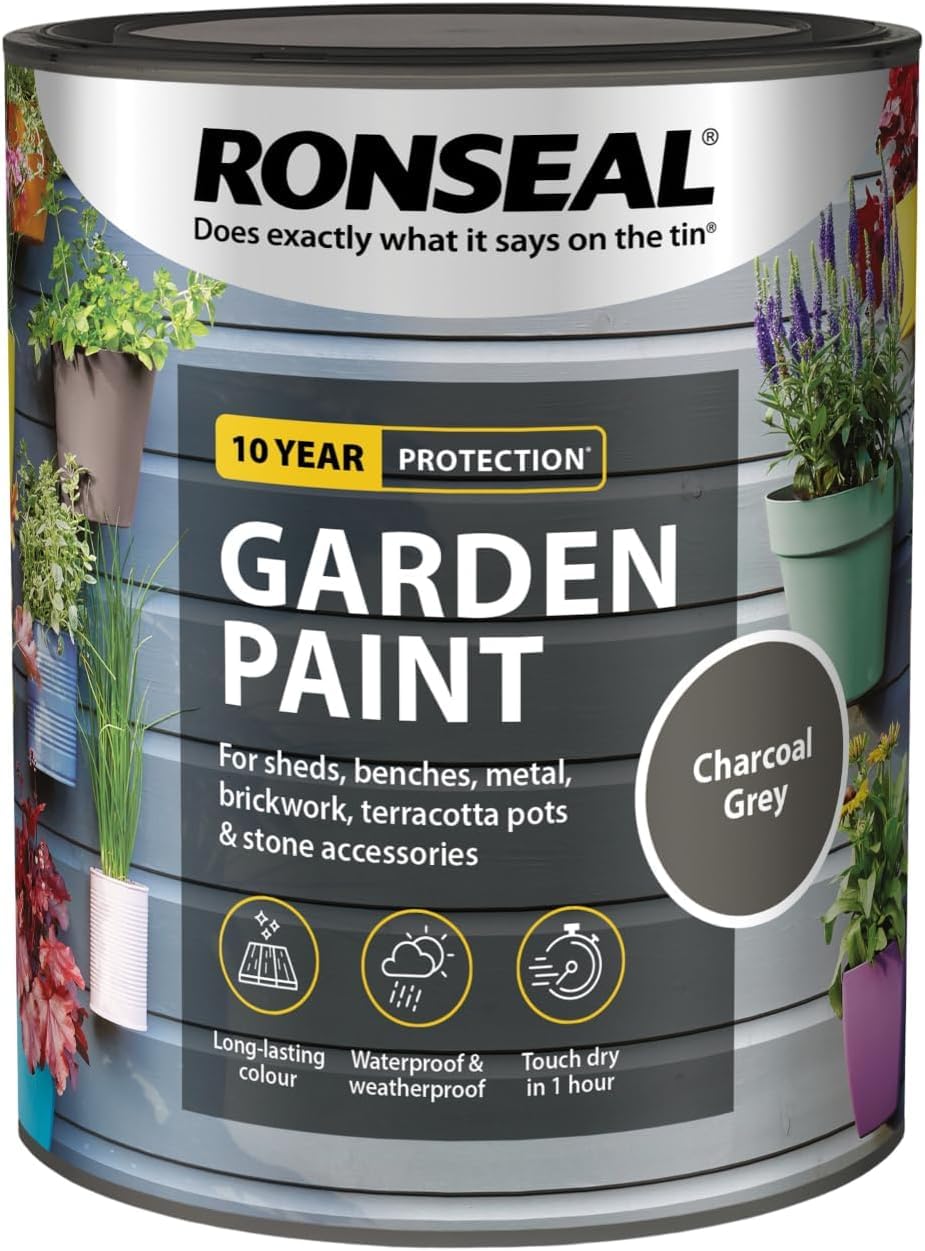 SuperGift.com Garden paint adds colour, waterproofs, and improves water repellence (Charcoal Grey, 0.75 Liters)