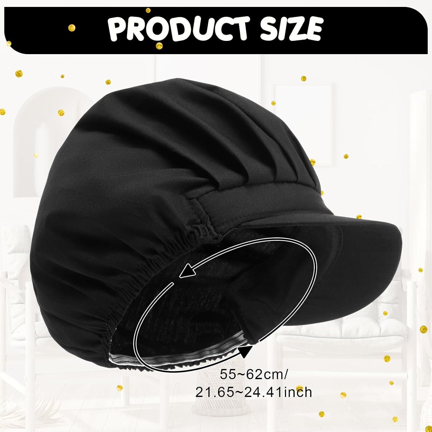 Hicarer 16 Pcs Chef Hats for Women Hair Nets Kitchen Cooking Chef Cap Adjustable Elastic Work Cap for Women Adult, Black image 2