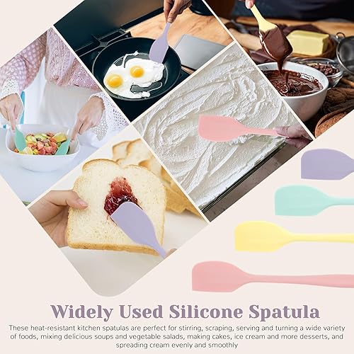 Miniatura 6 de 8 espátulas de silicona de color pastel, espátula de goma de 8.5 pulgadas, espátula pequeña antiadherente resistente al calor, juego de mini