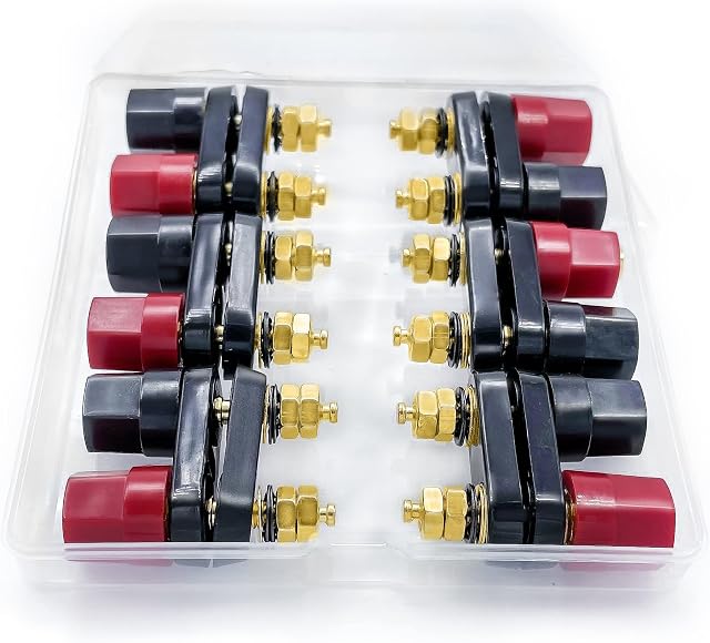 Lewttyer® miedziane 2-drożne gniazdo bananowe 4 mm, złącze wtykowe, wzmacniacz głośników, zaciski przyłączeniowe wideo, podwójne pozłacane izolowane zaciski (6 sztuk)