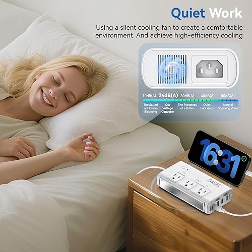 Miniatura 5 de Convertidor de voltaje de viaje de 220V a 110V, convertidor de potencia FOVAL de 2000W para secador de pelo, alisadorrizador con 4 puertos USB (1