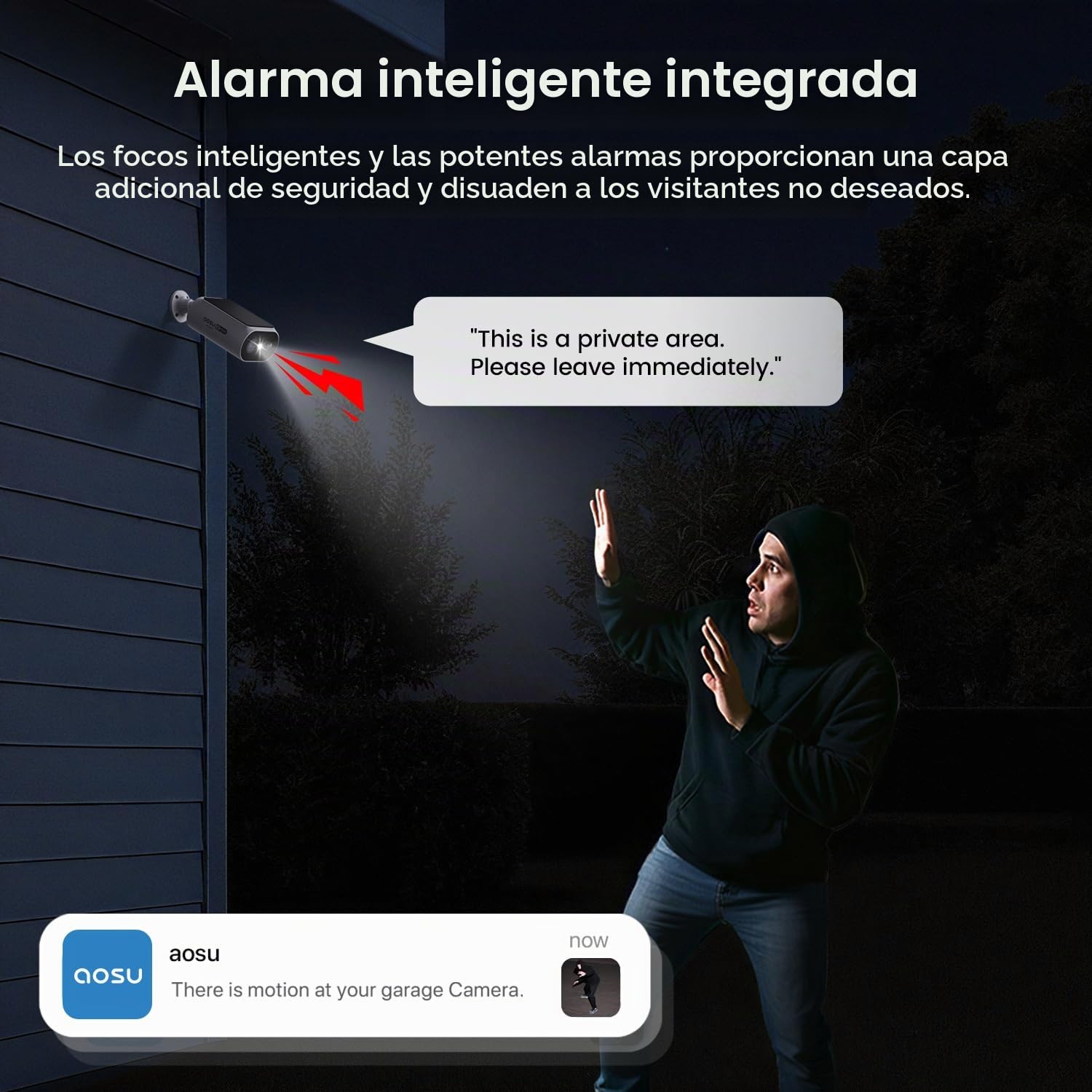 AOSU 3MP Cámara Vigilancia WiFi Exterior Solar con Bateria Satation y 2 Cámaras,No se requiere suscripción & Panel Solar Integrado con 2.4G/5Ghz WiFi,Visión Nocturna a Color, 32GB Almacenamiento Local