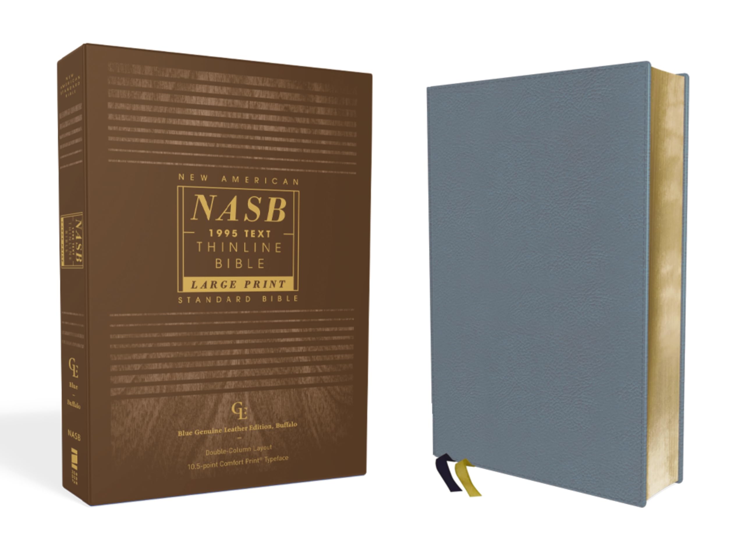 NASB, Thinline Bible, Large Print, Genuine Leather, Buffalo, ... - 9780310456308