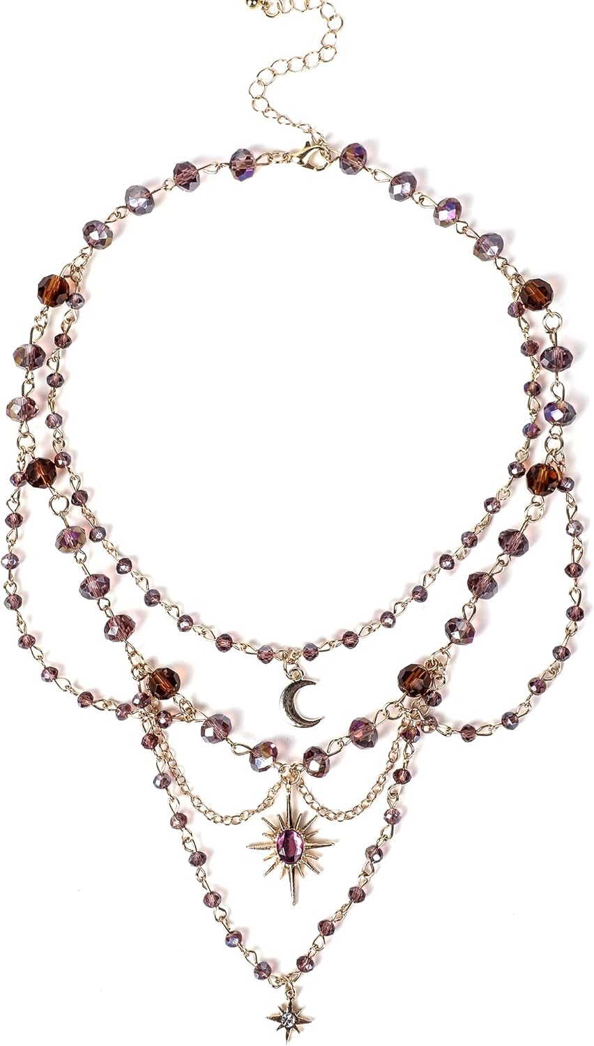 MOSTORY Renaissance Crystal Fairy Necklace - Fantasy Renfaire Necklace for Woodland Fairy Jewelry Women Cosplay