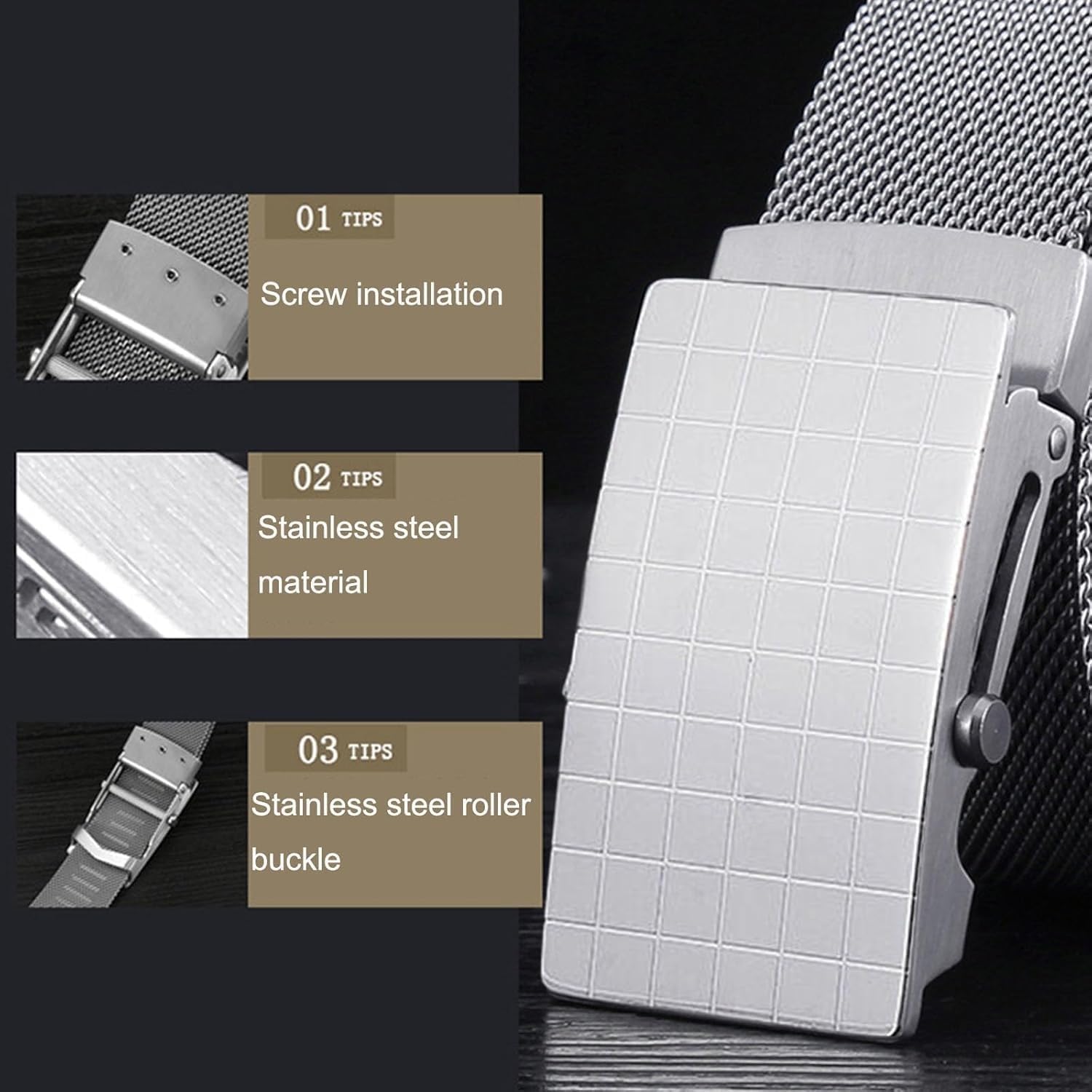 EYPKPL Herrengürtel mit automatischer Schnalle, einzigartiger Gürtel, geflochtener Metallgürtel, Edelstahlgürtel for Herren for den Alltag und die Freizeit(Style 2,130cm)