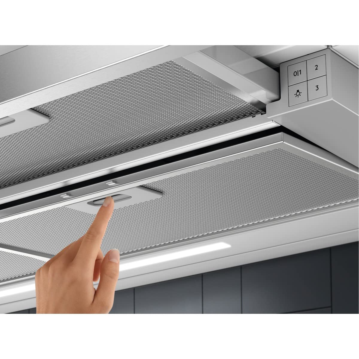 Electrolux LFP419X Hotte aspirante amovible, 90 cm, 3 vitesses, puissance maximale 440 m3/h, contrôle des boutons, lumières LED, filtre à charbon lavable anti-graisse, Inox, classe C