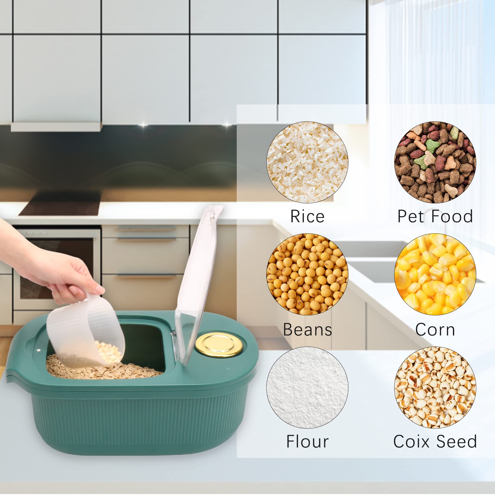 EOSVAROG Dog Food Storage Container - 10 Lb Plastic Dog, Cat and Other Pet Food Bin with Lids Airtight - Dry Rice, Flour, and Cereal Container with Cup - Cat Food Holder Storage