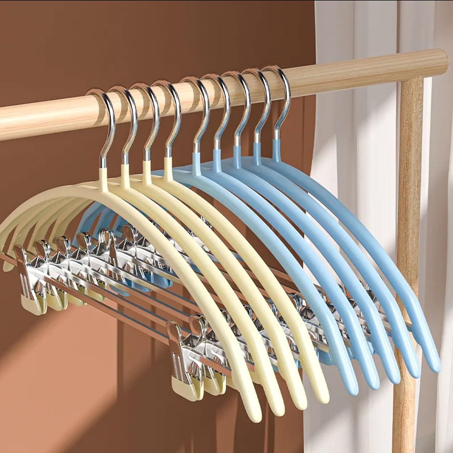 10 Uds Percha De Inmersión con Pinza para Pantalones Percha Antideslizante Sin Rastro Percha para Pantalones para Almacenamiento De Ropa En Armario para Sudadera(C)