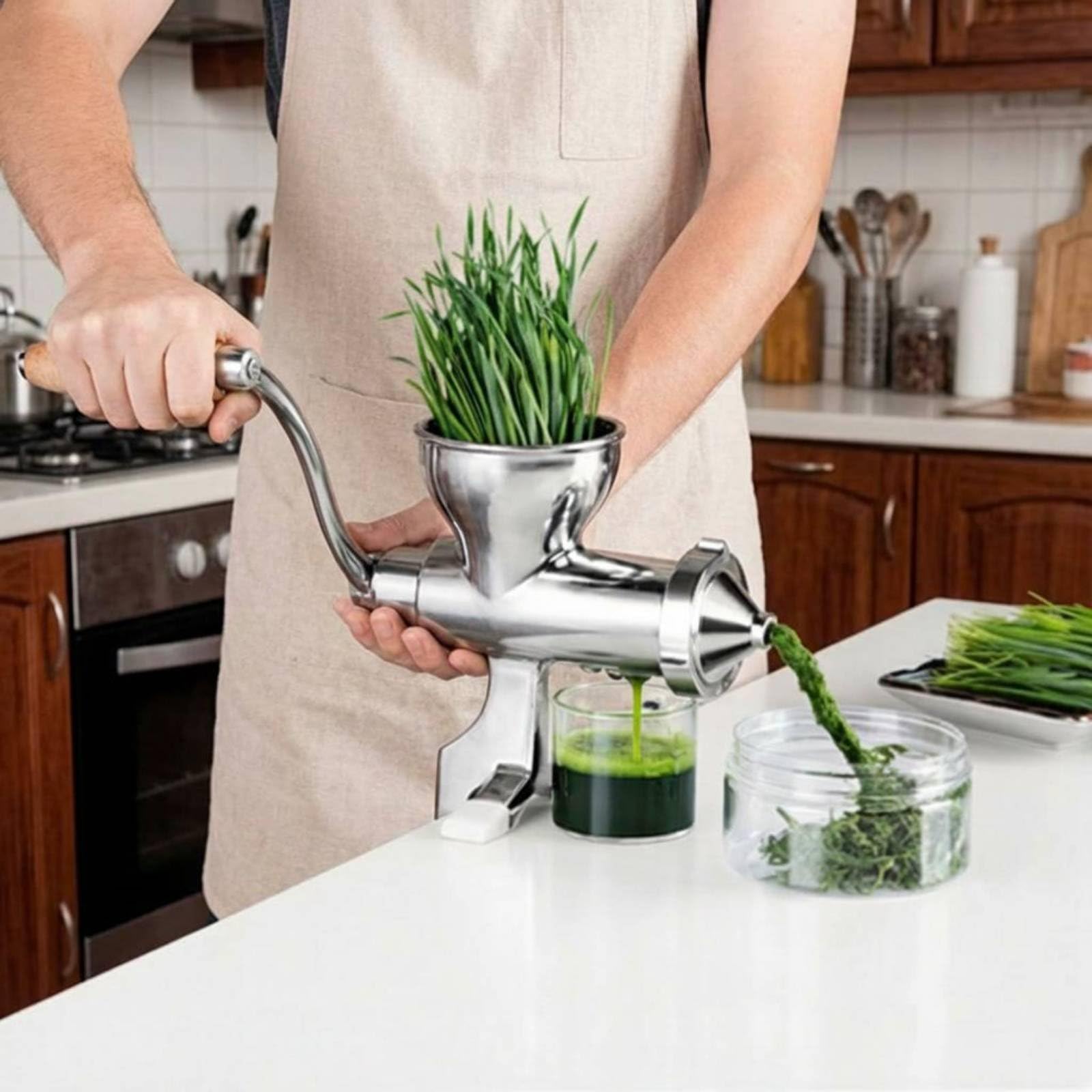 Presse à Herbe de Blé Manuel Extracteur Jus Légumes Fruits en Acier Inoxydable Silencieux sans Électricité Nettoyage Facile Adapté au Cuisine Moderne Maison