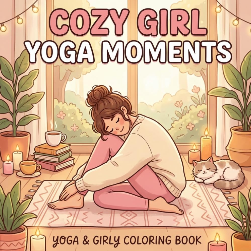 Cozy Yoga Moments Coloring Book: Easy Bold Line Relaxing Yoga & Mindfulness Coloring Book for Adults & Teens
