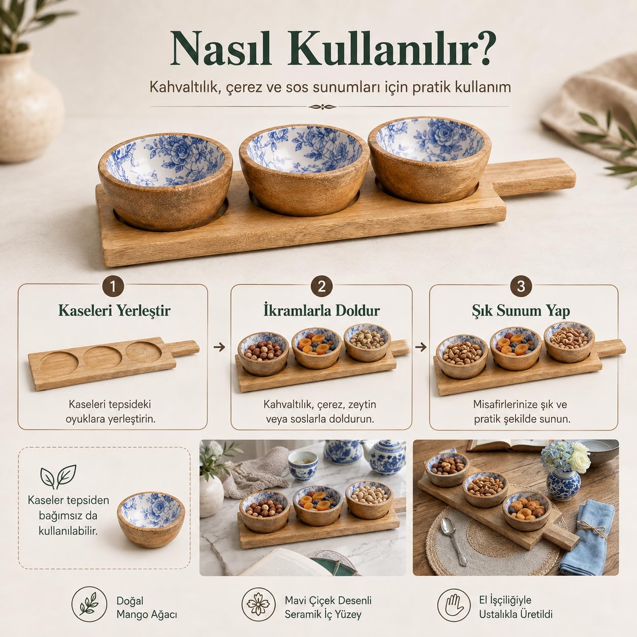 Bambum Gura - Mango Ağacından 4 Parça Çerezlik Gül