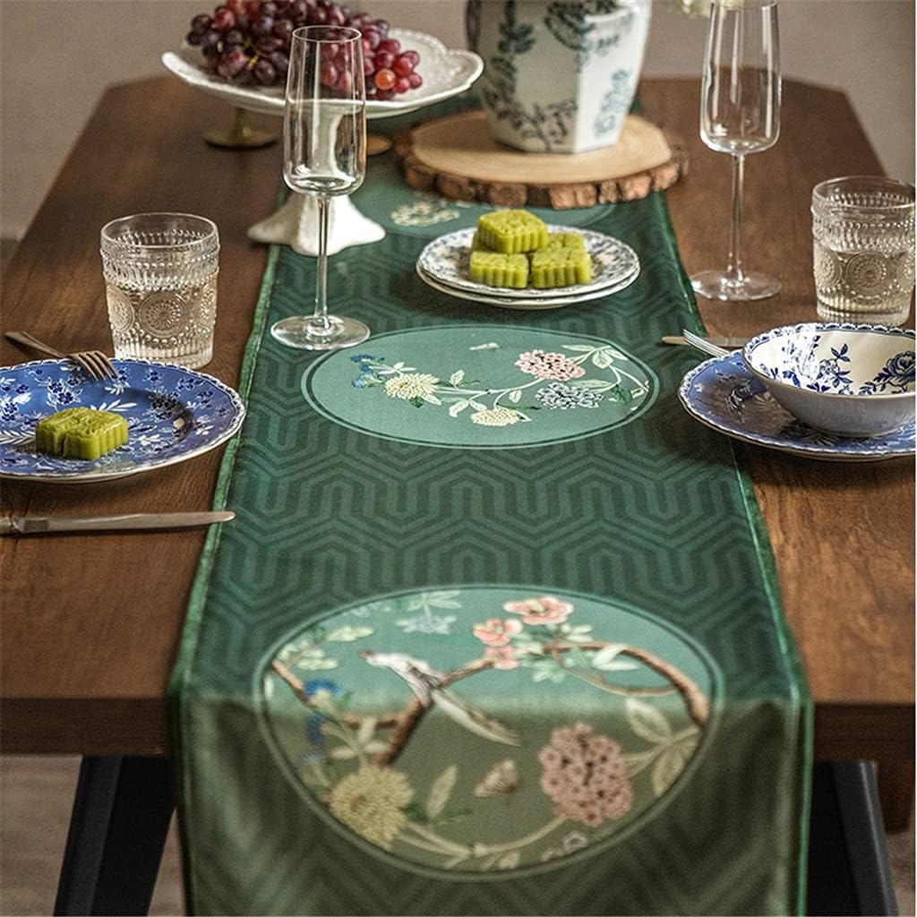 Side Table/End Table,Chinese Classical Table Runner Tea Flag Decoration Cloth American Side Cabinet Chest of Drawers Coffee Table Cover Towel