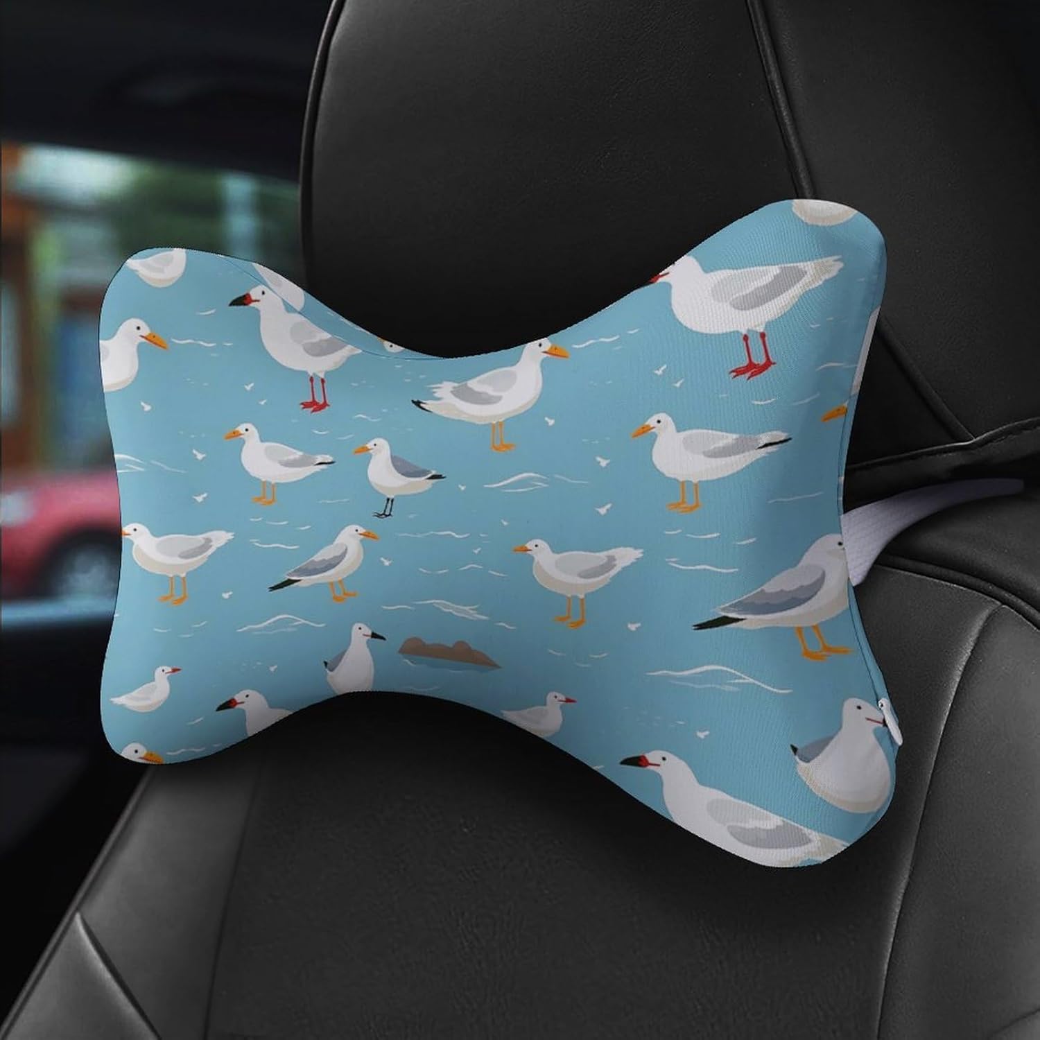 Cute Seagulls 2 Pack Car Neck Pillow Car Headrest Soft Car Pillow for Most Cars