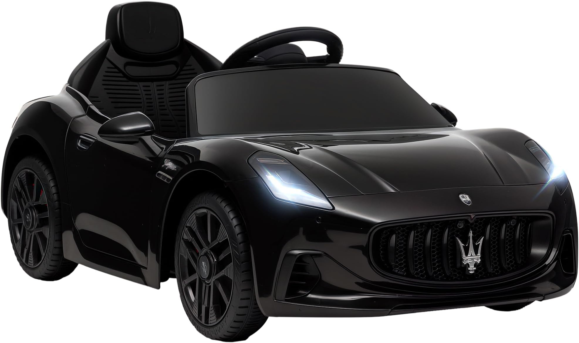 Qaba 12V Kids Electric Car, Maserati Gran Turismo Licensed Ride on Car for Kids with Remote Control, Toddler Electric Vehicle with Auxiliary Wheel, Soft Start, LED Lights, Music, Horn, 3 Speeds, Black