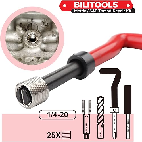 Miniatura 54 de BILITOOLS Kit de reparación de roscas M12x1.25, HSS Drill Helicoil Kit de reparación métrica