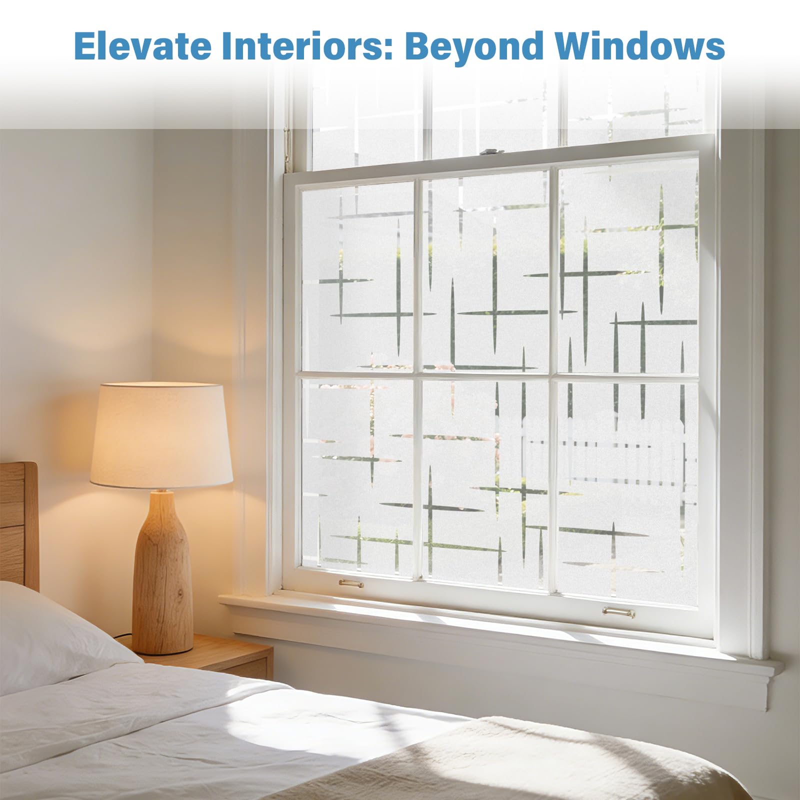 Finnez Película esmerilada no adhesiva para ventana, película de privacidad para ventanas de vidrio, autoestática, decorativa, se adhiere a la ventana para el hogar, oficina, protección UV, patrón