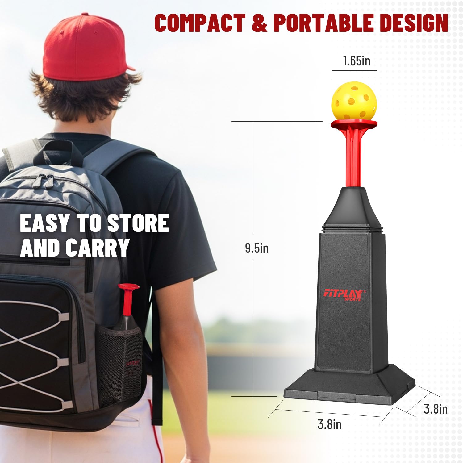 Tee-Popper mit 12 Mini-Bällen, Pop-Höhe bis zu 101,6 cm, Schlag-Tee für Baseball und Softball, Pitching-Maschinen für Schwungübungen ohne Krug, Baseball-Training für alle Spieler