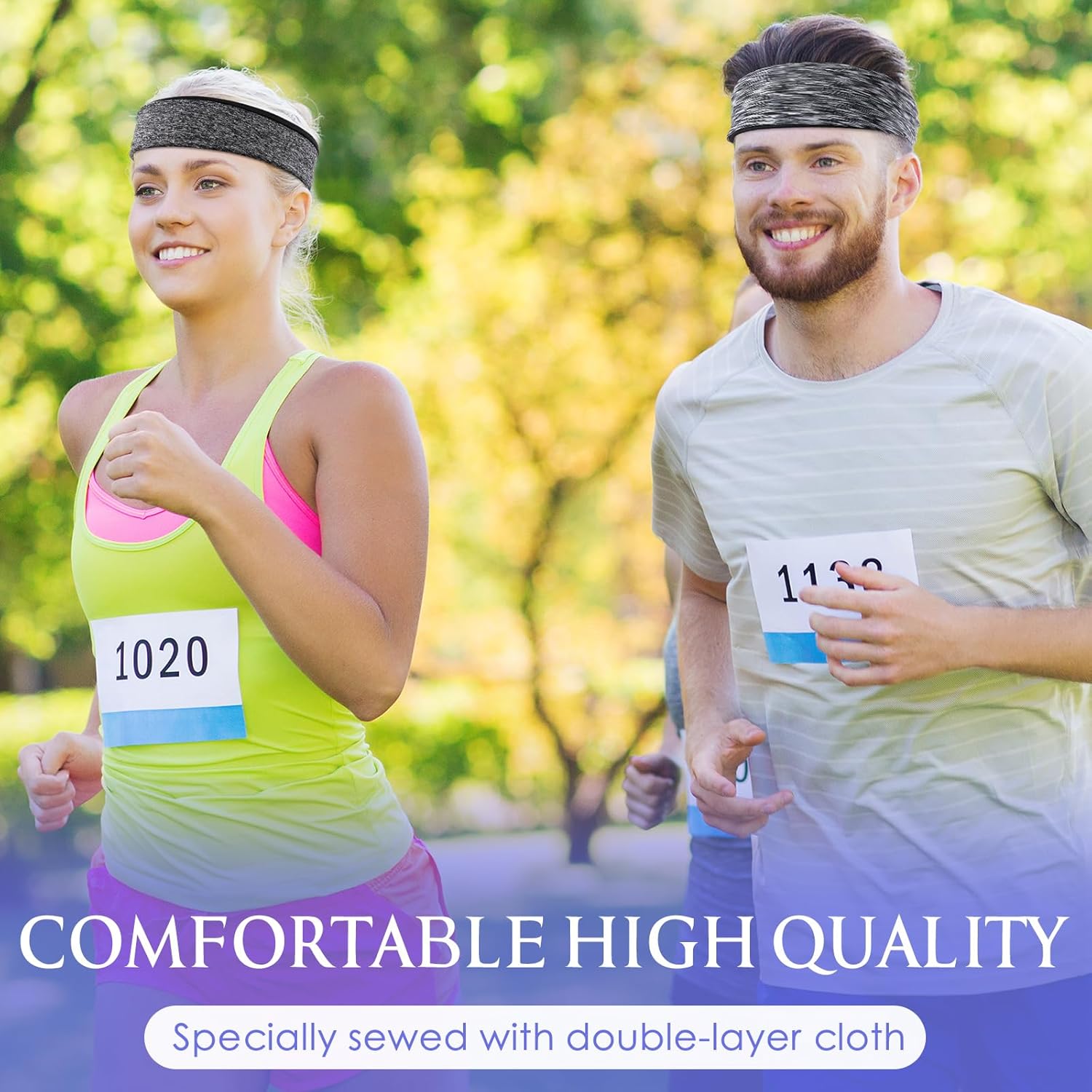 Suhine 18 Pcs Sport Sweatbands Headbands for Men Women Running Workout Headbands Nonslip Sweat Absorbing Sweatband Stretchy Unisex Bandana for Tennis Baseball Football Cycling Yoga