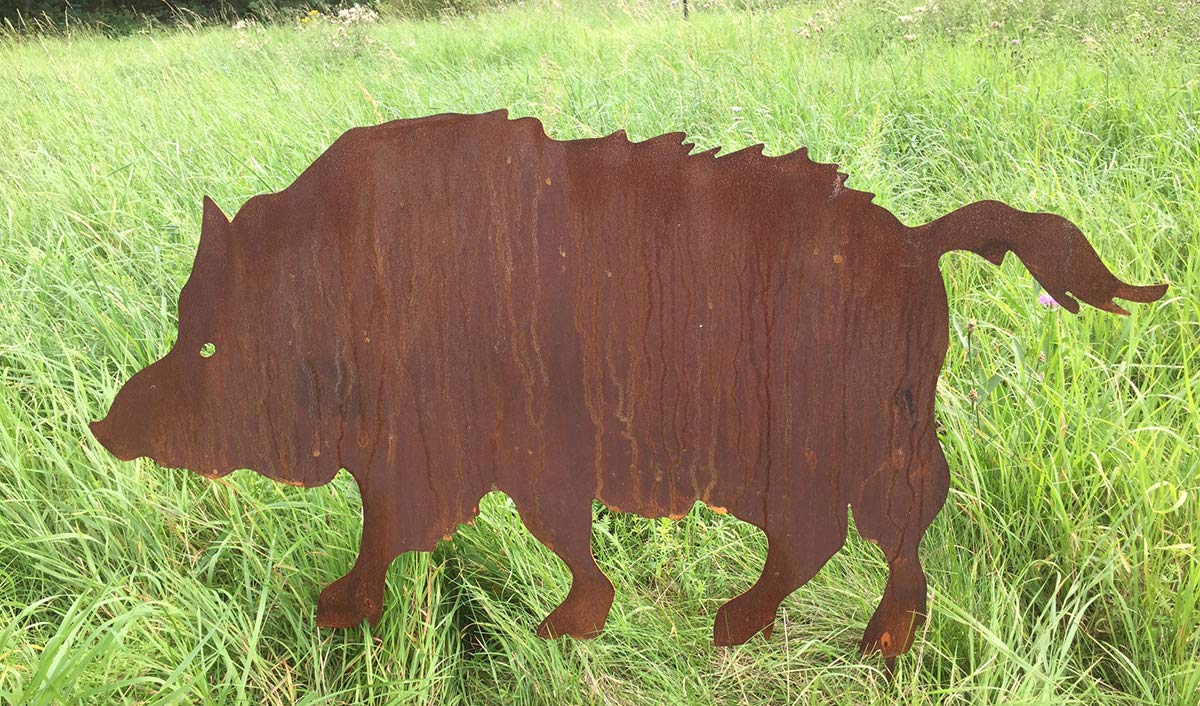 Wildschwein 100x50cm zum Stecken Edelrost Rost Metall Rostfigur Wald Jagd Tier Herbst + Original Pflegeanleitung von Steinfigurenwelt