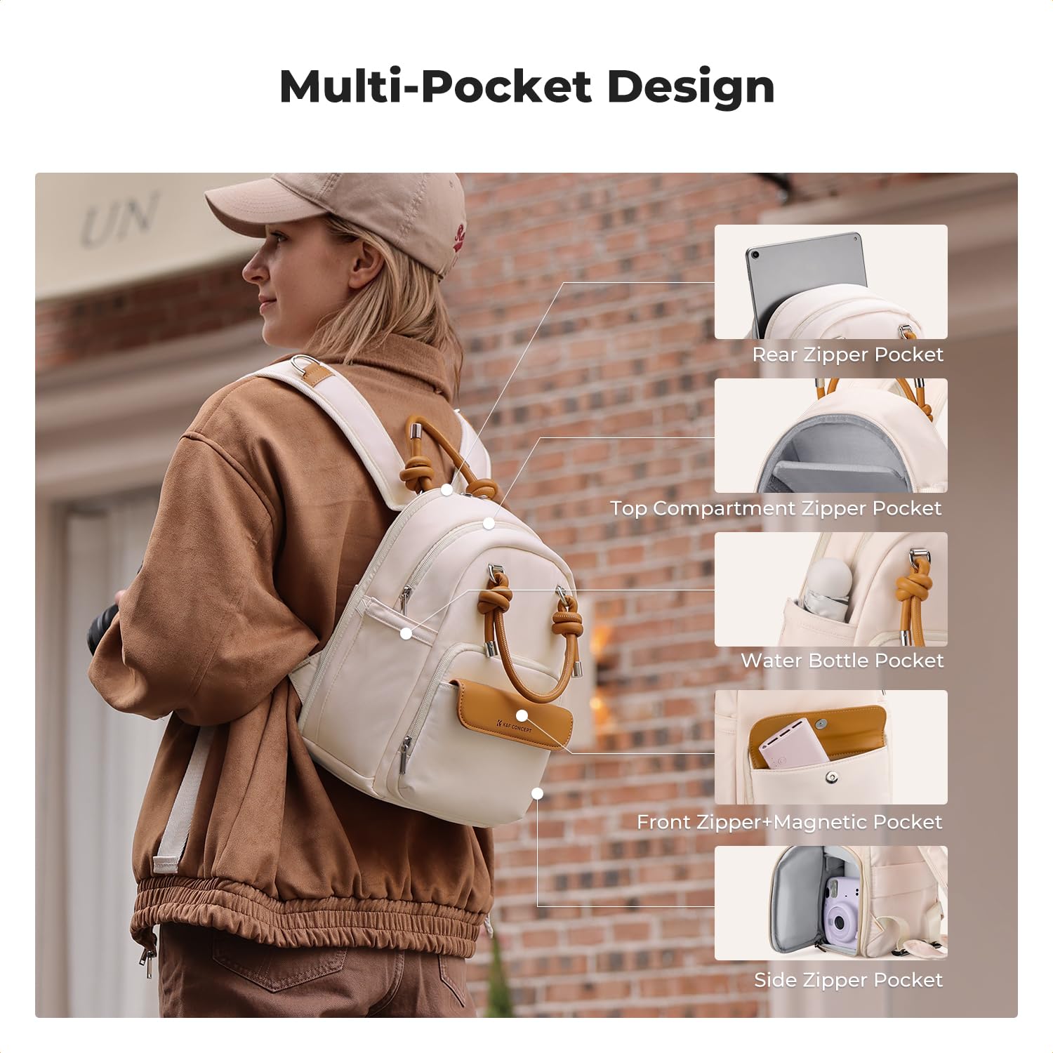 K&F CONCEPT Torba na aparat, plecak na co dzień z wyjmowanymi przegrodami dla kobiet, kompatybilny z lustrzankami/obiektywami/tabletami